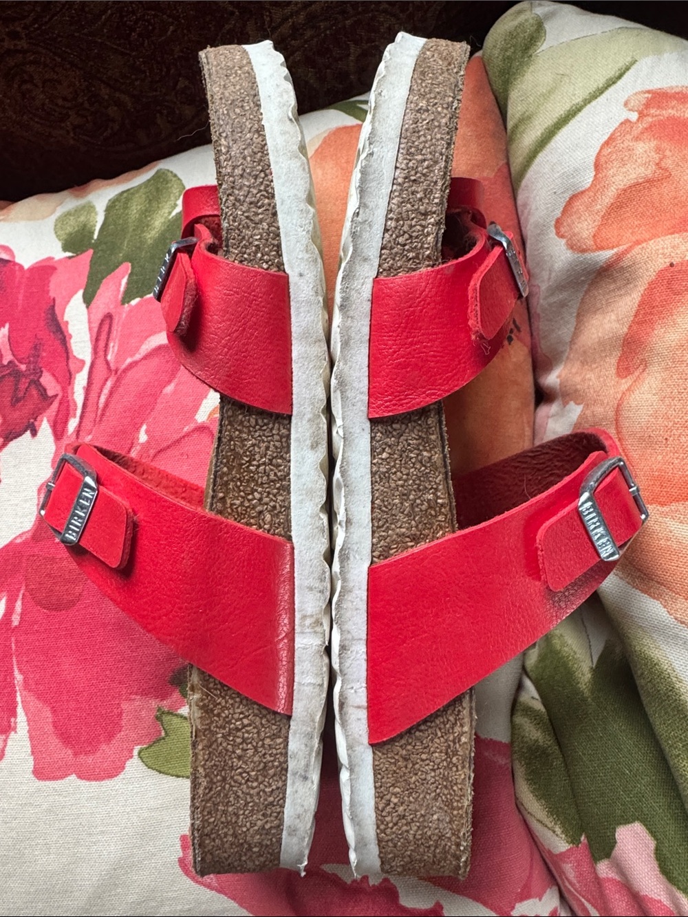 Birkenstock Mayari sandals Birko-Flor poppy red shiny normal W women’s 9 9.5 40 - Picture 6 of 10